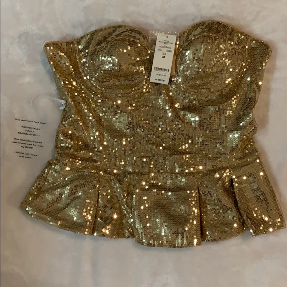 Bebe Gold Peplum Top - Picture 3 of 5